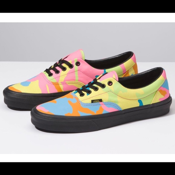 vans neon camo slip on